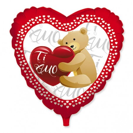 PALLONE MYLAR 90cm CUORE ORSACCHIOTTO SWEET TI AMO