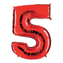 PALLONE NUMERO 5 MYLAR 102cm 40 ROSSO