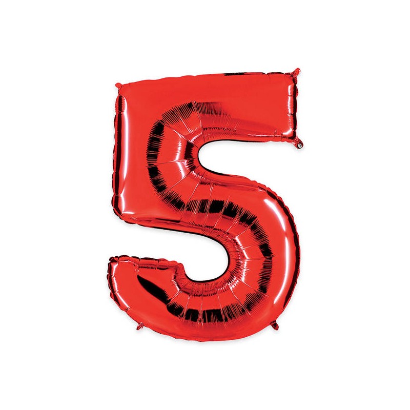 PALLONE NUMERO 5 MYLAR 102cm 40 ROSSO