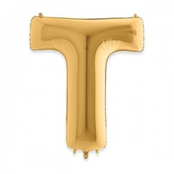PALLONE MYLAR LETTERA T 102cm 40 GOLD