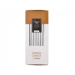 CANDELE STELO DINNER METALLIC ø2,15x25cm 12pz ARGENTO