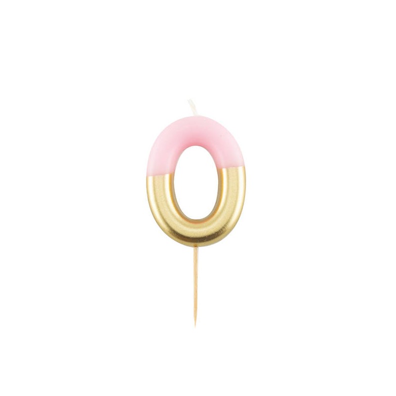 CANDELINA NUMERO 0 ROSA/ORO 10,5cm