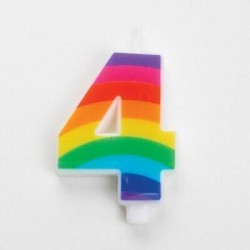 CANDELINA NUMERO 4 SCINTILLANTI RAINBOW 9,5cm