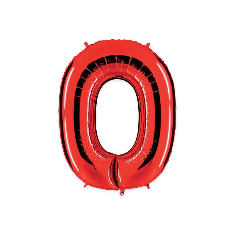 PALLONE NUMERO 0 MYLAR 102cm 40 ROSSO