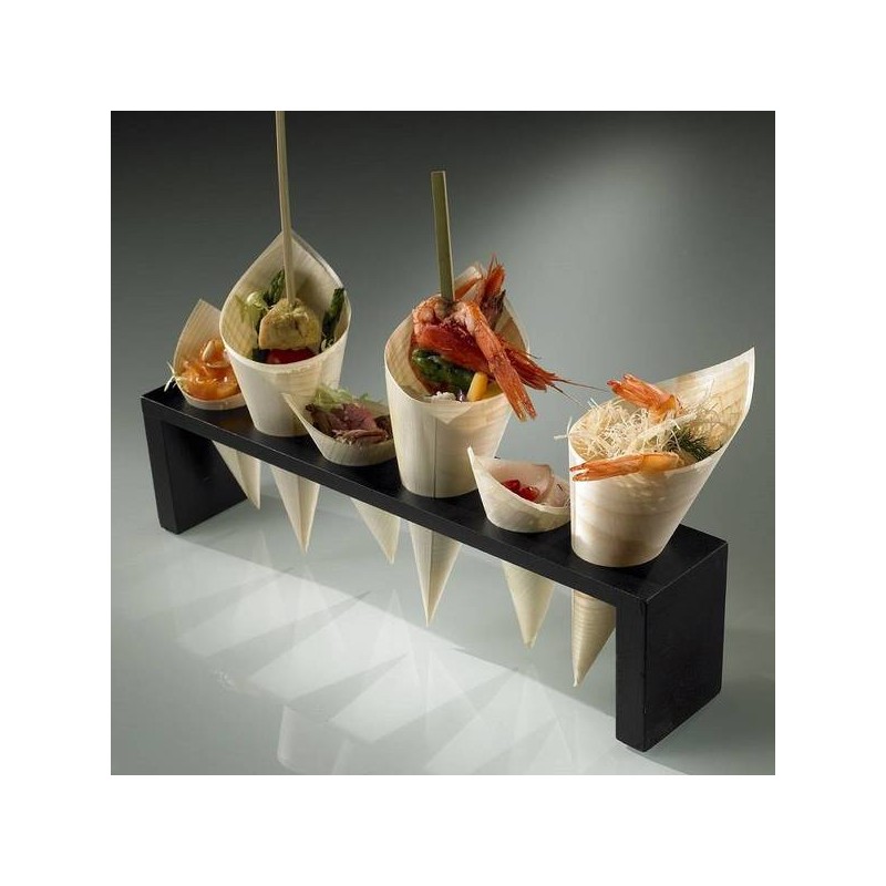 PORTA CONI BAMBOO NERO 33x6x8cm 6 FORI 2pz