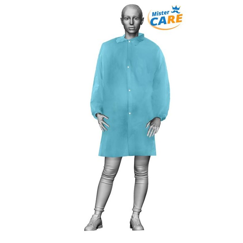 Mr.Care - CAMICE LAB in PP 30gr/m² SNAPS col.AZZURRO TG.XL 5pz