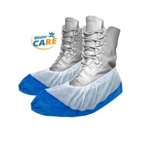Mr.Care - COPRISCARPE PP+CPE ANTI SKID C/ELASTICO 17x40cm 50pz  BIANCO/BLU