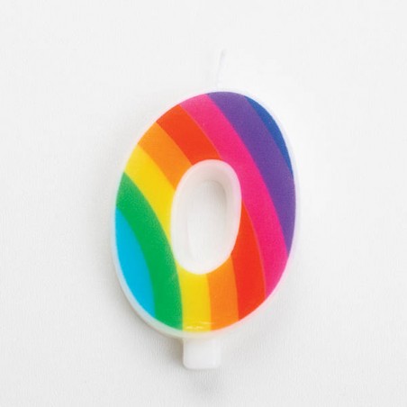 CANDELINA NUMERO 0 SCINTILLANTI RAINBOW 9,5cm