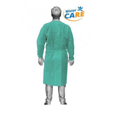 Mr.Care - CAMICE VISITATORE in PP 25gr/m² CON LACCI 115x137cm VERDE 10pz