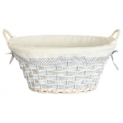 CESTO OVALE C/FODERA BIANCO 52x40x23cm CEN02521