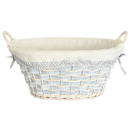 CESTO OVALE C/FODERA BIANCO 52x40x23cm CEN02521