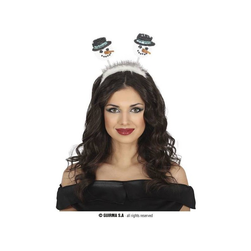 CERCHIETTO PUPAZZO DI NEVE CON PAILLETTES