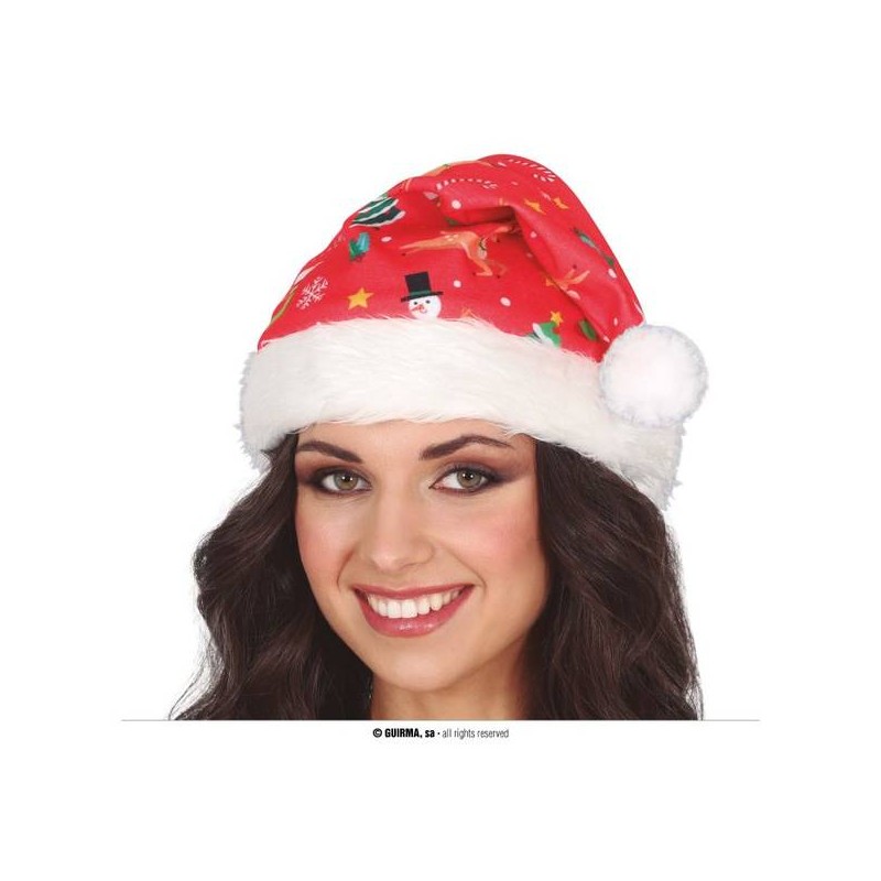 CAPPELLO NATALIZIO ROSSO STAMPA BABBO NATALE