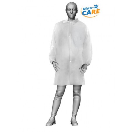 Mr.Care - CAMICE LAB in PP 30gr/m² SNAPS col.BIANCO TG.L 1pz