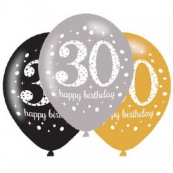 PALLONCINI LATTICE LARGE SPARKLING BIRTHDAY 30 ANNI 6pz