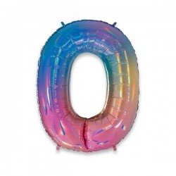 PALLONE NUMERO 0 MYLAR 102cm 40 RAINBOW