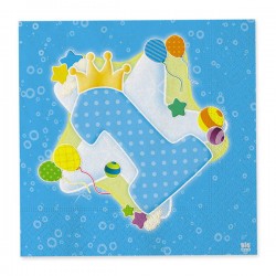 TOVAGLIOLI 33x33 PRIMO COMPLEANNO CELESTE 20pz