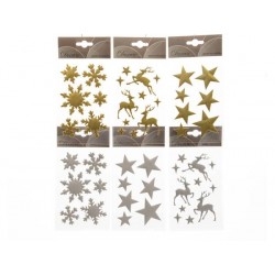 STICKER ADESIVI ASS.TI RENNE/FIOCCO/STELLE GLITTER ORO/ARGENTO