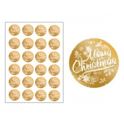 ETICHETTE ADESIVE MERRY CHRISTMAS METAL ORO ø3x3 240pz