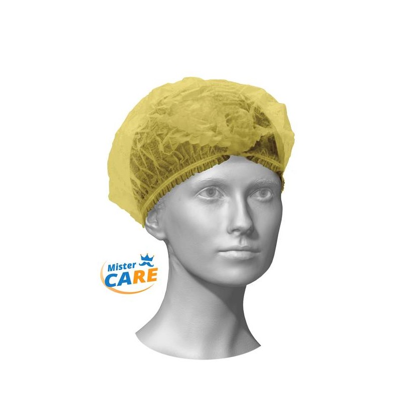 Mr.Care - CUFFIA COPRICAPO PLISSè SAFE CAP GIALLO 100pz