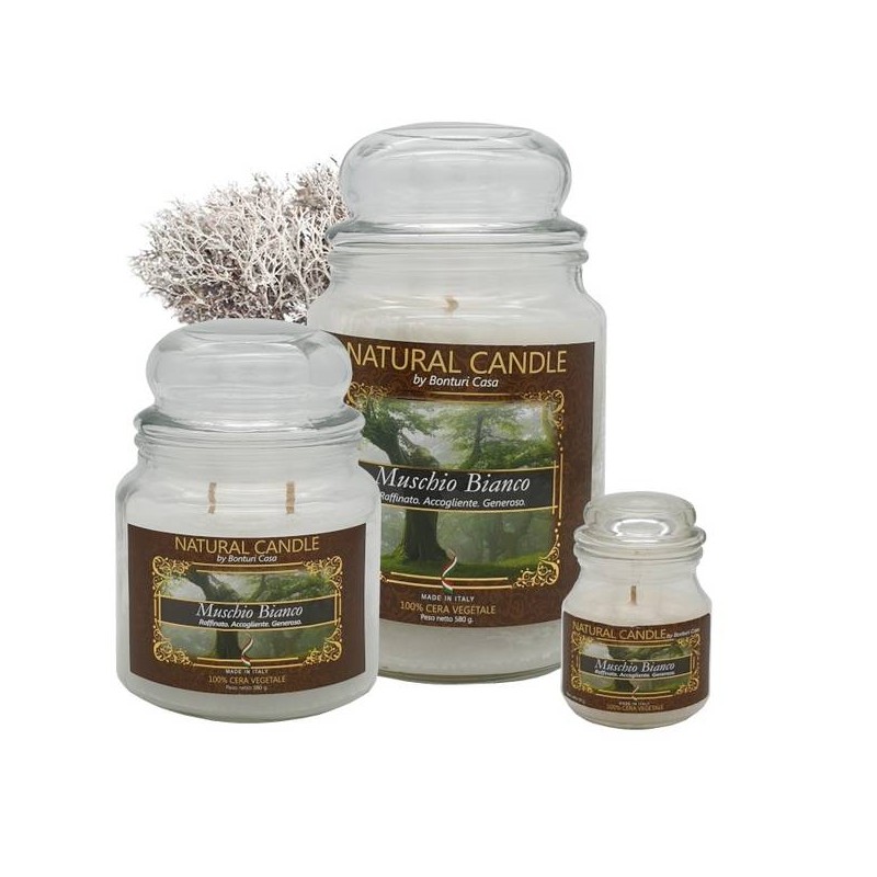 NATURE CANDLE 580gr GIARA 100% CERA VEGETALE MUSCHIO BIANCO
