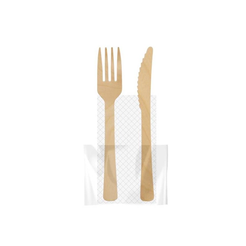 BIS ECOWOOD LEGNO FORCHETTA+COLTELLO+TOV 2V BIO COMPOSTABILE 100pz