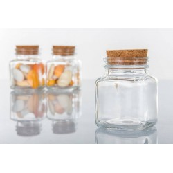 BARATTOLINO VETRO QUADRATO 80ml TAPPO SUGHERO H2815