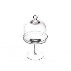PORTATORTA VETRO ALZATA C/COPERCHIO H.26cm ø11,5cm