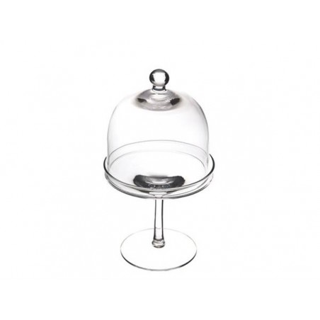 PORTATORTA VETRO ALZATA C/COPERCHIO H.26cm ø11,5cm