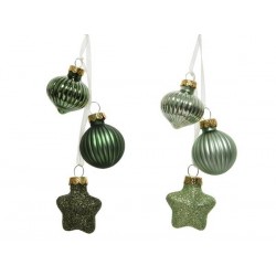 PENDENTI IN VETRO colori ass.ti VERDE C/GLITTER 3pz