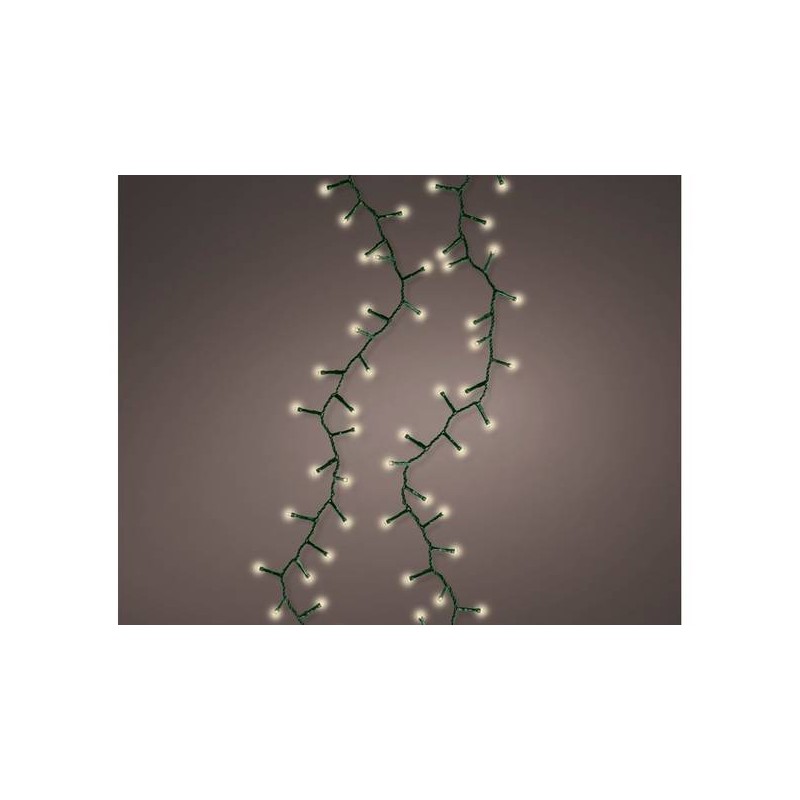 LED COMPACT 400 LUCI BIANCO CALDO 10mt INTERMITTENTI FILO VERDE DA ESTERNO