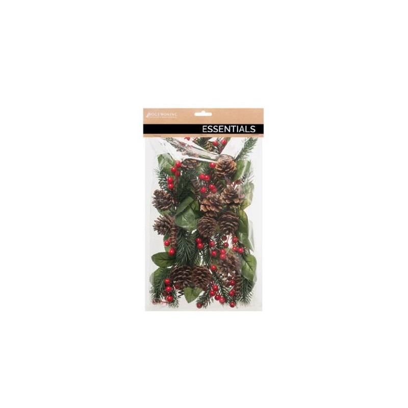 PICKS CON PIGNE E BACCHE 18cm IN BUSTA 12pz ROSSO/VERDE