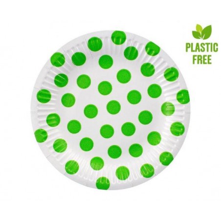 PIATTI IN CARTA 18cm POIS VERDE 6pz