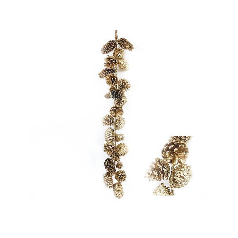 GHIRLANDA CON PIGNE MIX ORO/CHAMPAGNE 70cm