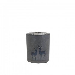 VASO VETRO PORTA TEALIGHT C/RENNE ø8cm BLU