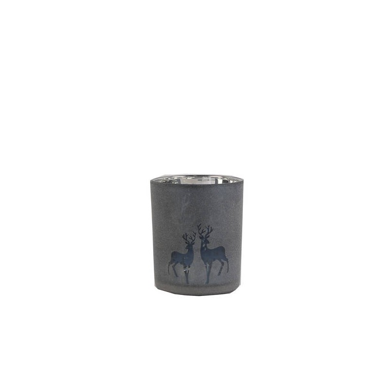 VASO VETRO PORTA TEALIGHT C/RENNE ø8cm BLU