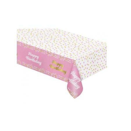 TOVAGLIA IN FOIL HAPPY BIRTHDAY 137x183cm ROSA