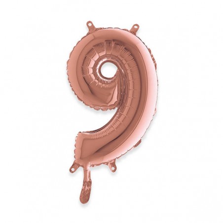 PALLONE NUMERO 9 MYLAR 36cm ROSE GOLD