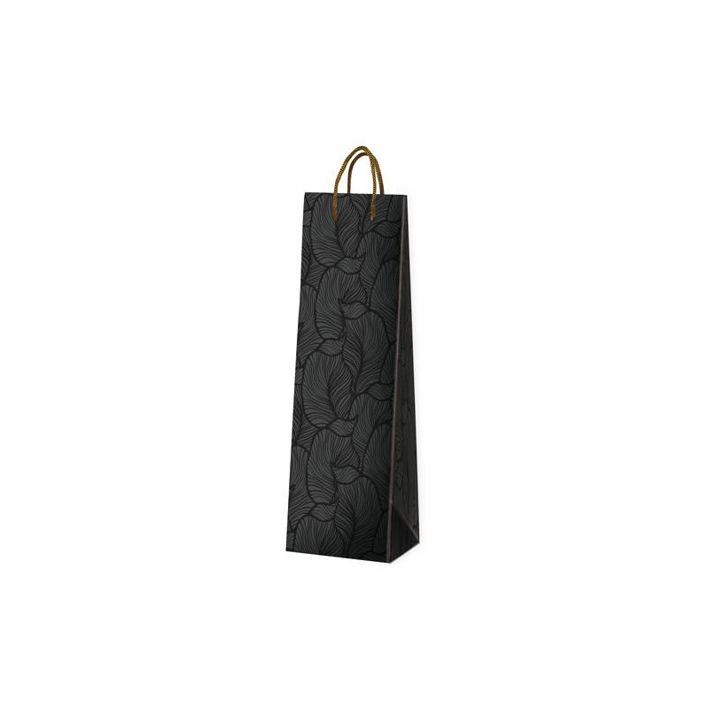SHOPPER 1 BOTTIGLIA 10x10x36cm NERO FOGLIE