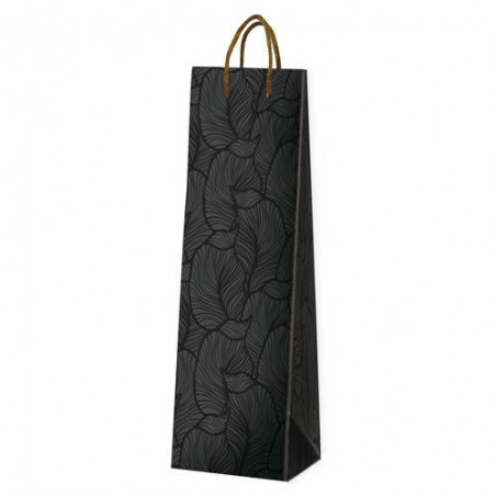 SHOPPER 1 BOTTIGLIA 10x10x36cm NERO FOGLIE