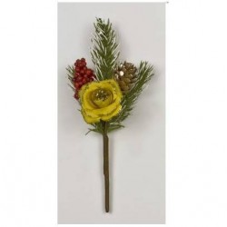 PICK ROSA TESSUTO CON GLITTER COL.ORO ø3,5cm 6pz LN1018/GLD