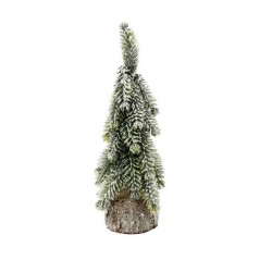 ALBERO SLIM C/NEVE SU BASE LEGNO H.20cm