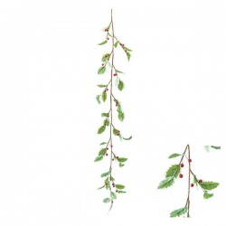 GHIRLANDA VERDE CON BACCHE ROSSE 120cm