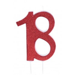 CANDELA 18 ANNI ROSSA GLITTER H.12cm