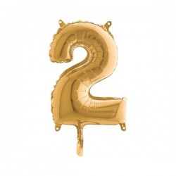 PALLONE NUMERO 2 MYLAR 36cm ORO