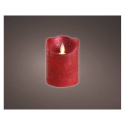 MOCCOLO ROSSO RUSTICO LED BIANCO CALDO H 10cm A BATTERIE