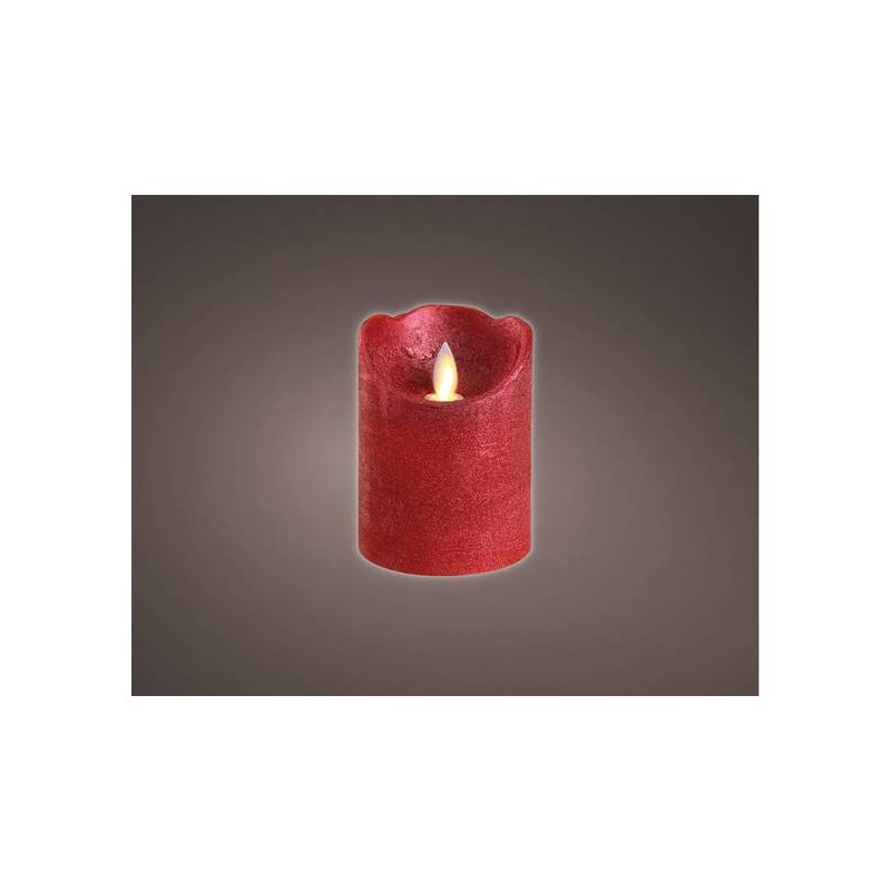 MOCCOLO ROSSO RUSTICO LED BIANCO CALDO H 10cm A BATTERIE