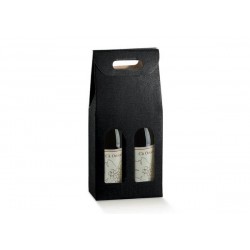 SCATOLA 2 BOTTIGLIE C/MAN. E FIN. 18x9x38,5cm SETA NERO