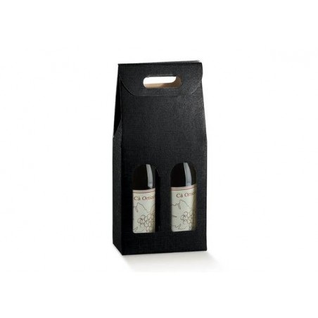 SCATOLA 2 BOTTIGLIE C/MAN. E FIN. 18x9x38,5cm SETA NERO