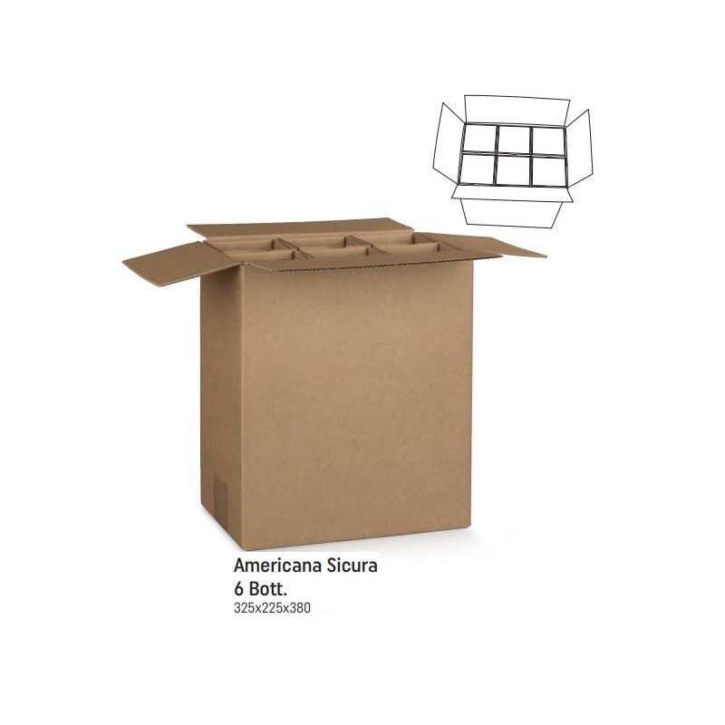 SCATOLA AMERICANA SICURA PORTA 6 BOTTIGLIE 32,5x22,5x38cm